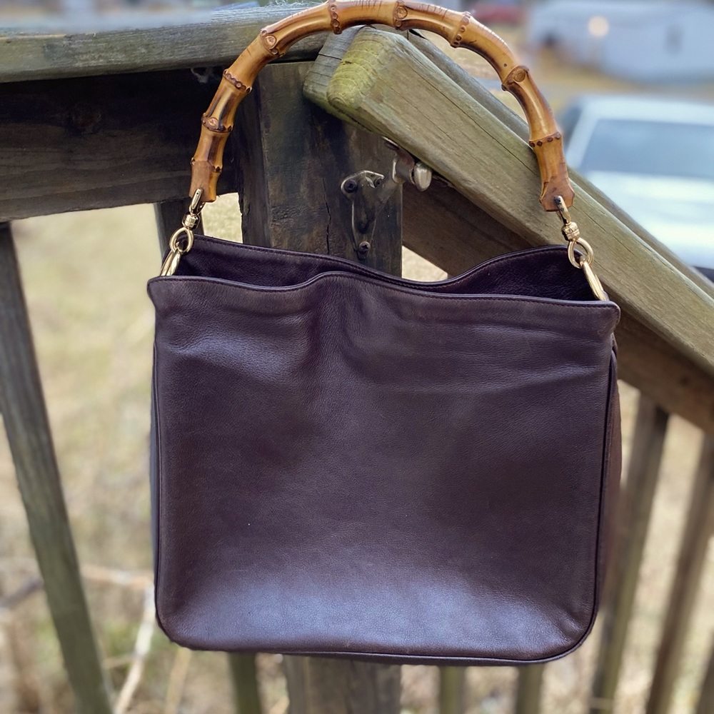 Authentic Gucci leather bamboo collection shoulder bag tote